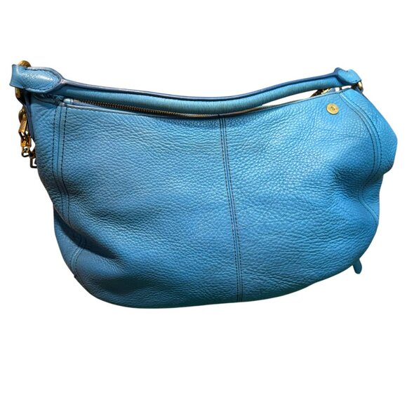 J.Crew Biennial Hobo Pebbled Leather. 100% Leather, Blue. pre owned - Picture 6 of 13